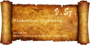 Vinkovics Szabolcs névjegykártya